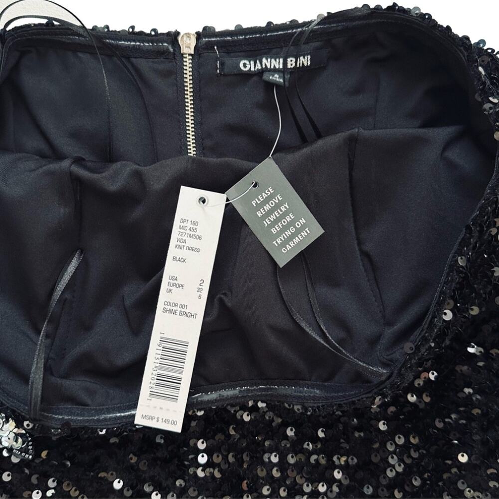 Gianni Bini Dress Vida Black Sequin Strapless Formal Black Tie Midi Size 2 NEW - Picture 3 of 15